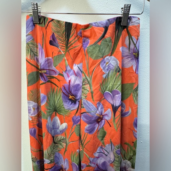 Alice + Olivia Athena Wide Leg Pant in Floral Palm Coral Size 6 Small - Picture 7 of 9